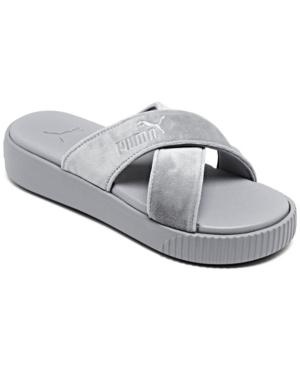 Puma Women's Velvet Platform Slide Sandals from Finish Line