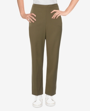 Alfred Dunner Petite Size San Antonio Twill Mid-rise Medium Length Pant In Olive