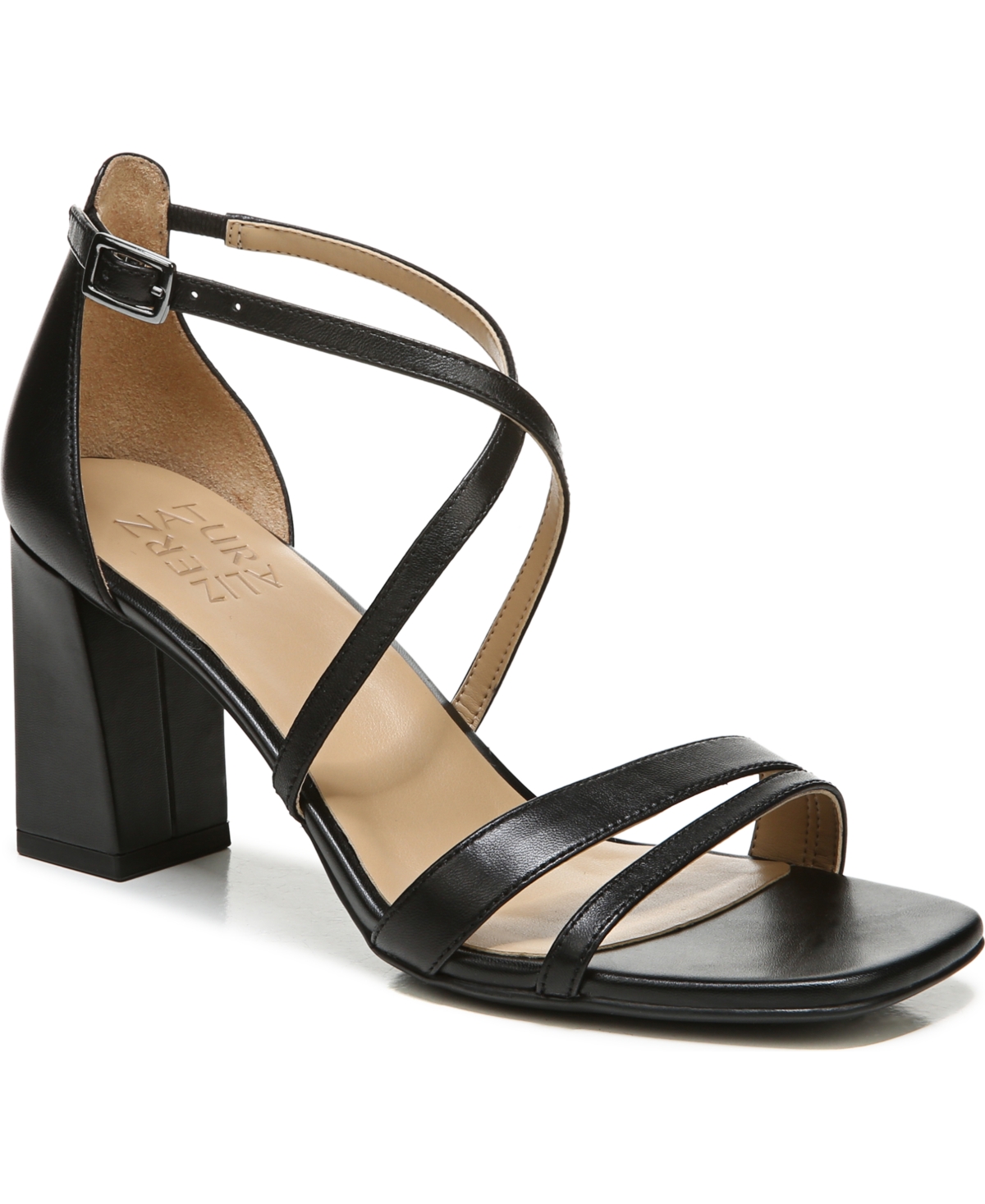 Naturalizer Tiff Womens Leather Block Heel Dress Sandals In Black Leather