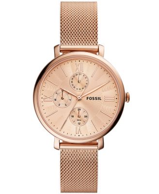 Fossil - Women's Jaqueline rose gold tone multifunction movement, mesh bracelet watch 38mm