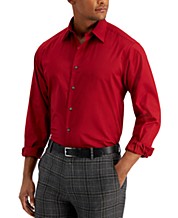 $95 CLUB ROOM Men REGULAR-FIT RED LONG-SLEEVE BUTTON-DOWN DRESS SHIRT 16.5 34/35 