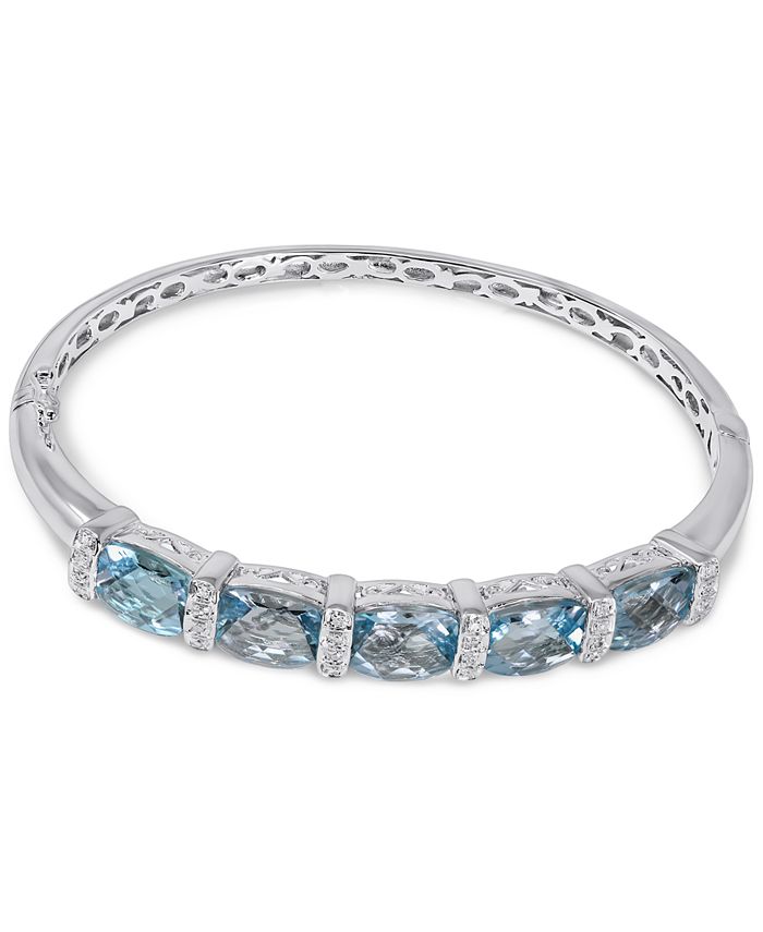 Macy's Blue Topaz (14 ct. t.w.) & Diamond (1/8 ct. t.w.) Bangle