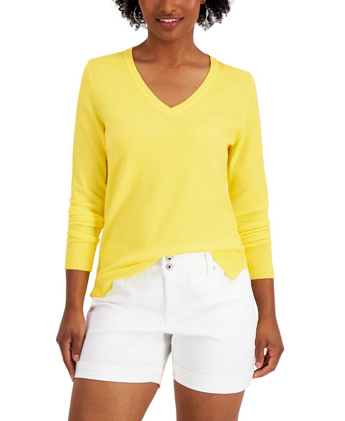 Style & Co Solid V-Neck Sweater, Created for Macy's - Macy's
