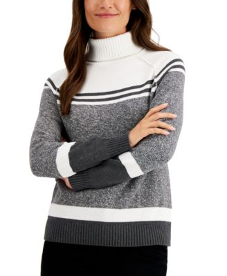Amelia Cotton Colorblocked Turtleneck Sweater, Created for Macy's