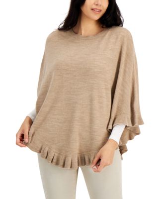 Karen Scott - Petite Luxsoft Ruffled Poncho
