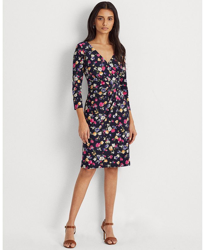 Lauren Ralph Lauren Floral Surplice Jersey Dress - Macy's