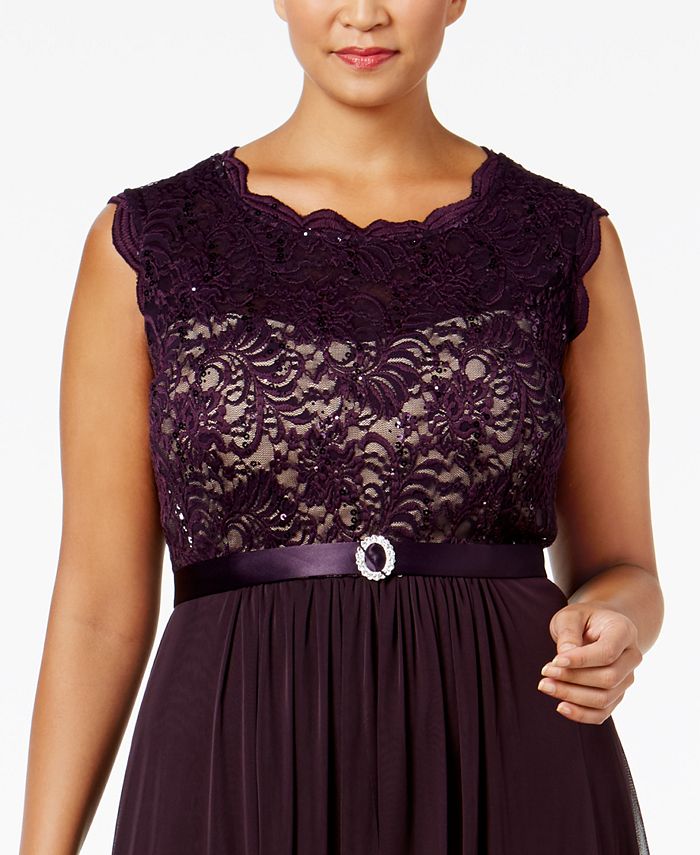 r&m richards plus size sleeveless beaded gown