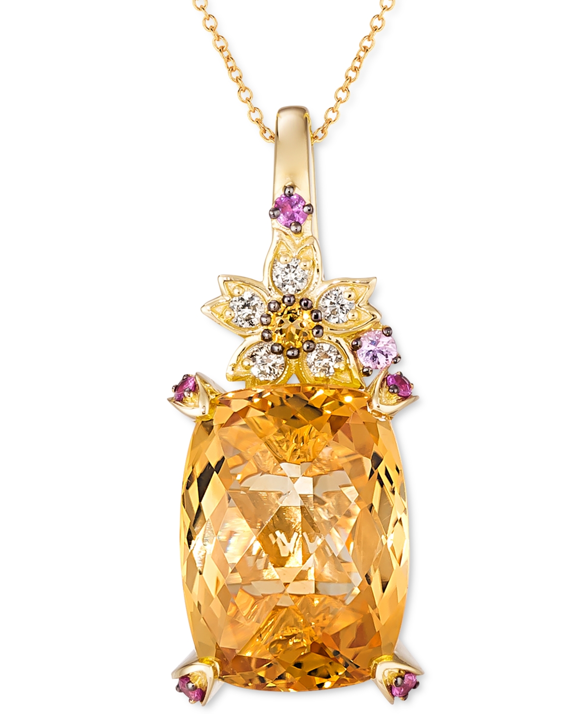 Crazy Collection Multi-Gemstone (10-3/8 ct. t.w.) & Vanilla Diamond (1/8 ct. t.w.) 18" Pendant Necklace in 14k Gold - Yellow