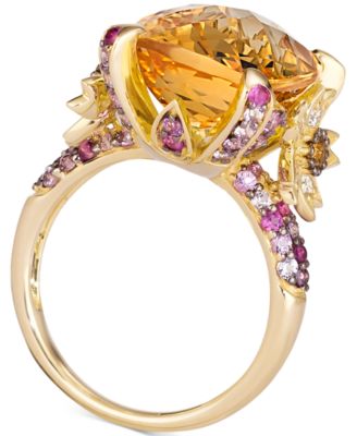 Crazy Collection&reg; Multi-Gemstone (11 ct. t.w.) & Vanilla Diamond (1/4 ct. t.w.) Statement Ring in 14k Gold