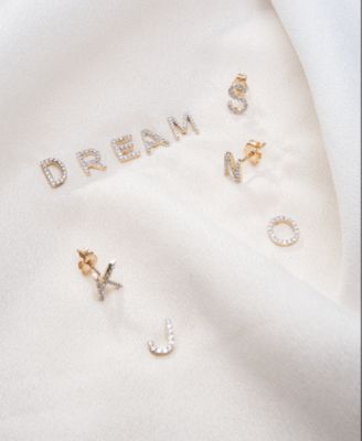 Diamond Initial Single Stud Earring (1/20 ct. t.w.)  in 14k Gold, Created for Macy's