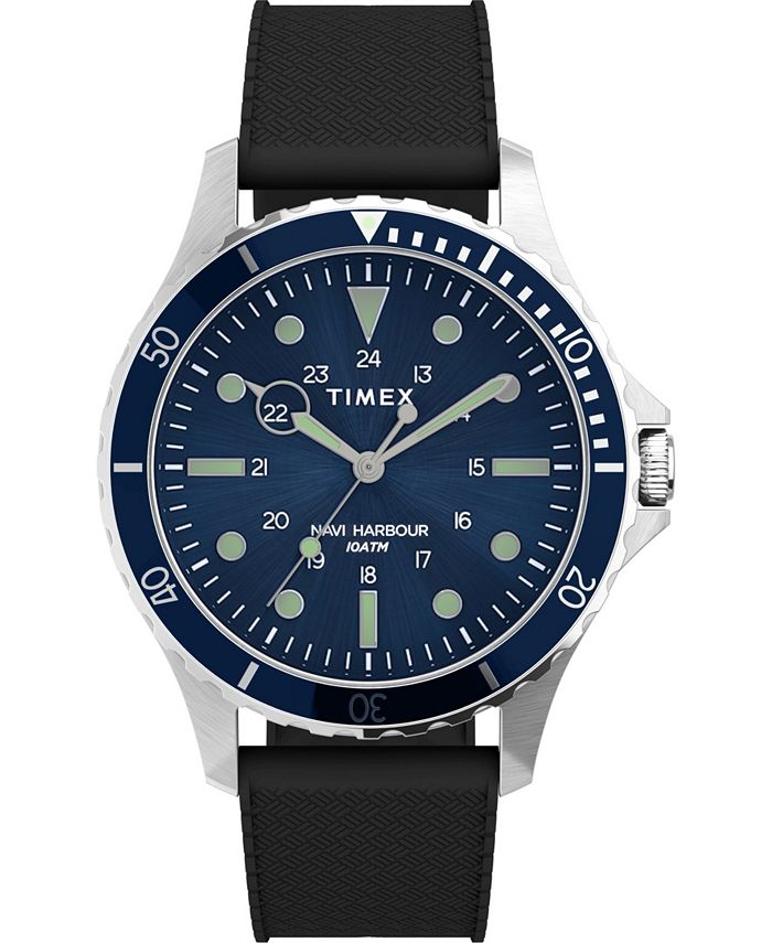 Timex Men's Navi Black Silicone Strap Watch 41mm - Macy's