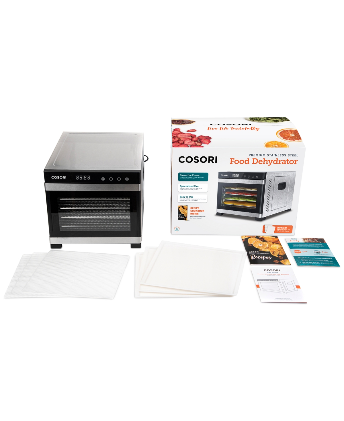 Cosori Premium Stainless Steel Food Dehydrator with Auto Shutoff -/ Black