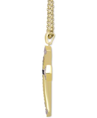 Men's Black & White Diamond Cross 22" Pendant Necklace (1/2 ct. t.w.) in 18k Gold-Plated Sterling Silver