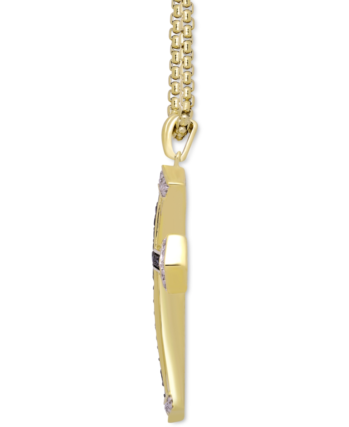 Men's Black & White Diamond Cross 22" Pendant Necklace (1/2 ct. t.w.) in 18k Gold-Plated Sterling Silver