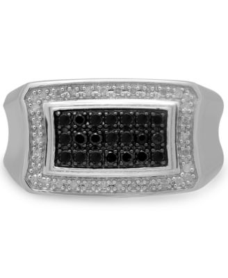 Men's Black & White Diamond Ring (1/2 ct. t.w.) in Sterling Silver