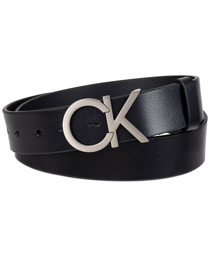 Calvin Klein Men's CK Monogram Buckle Belt - Black - L