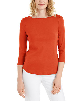 Charter Club Petite Pima Cotton Button-Shoulder Top, Created for Macy's ...
