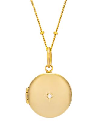 Sarah Chloe - Gold Plated Large Round Locket with Diamond Accent