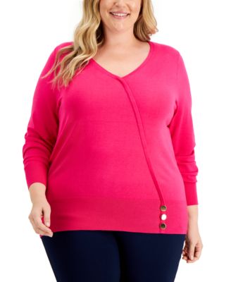 JM Collection - Plus Size Studded-Hem Sweater