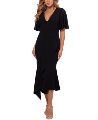 Betsy & Adam - Asymmetrical-Hem Fit & Flare Midi Dress