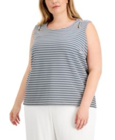 Plus Size Striped Hardware Top