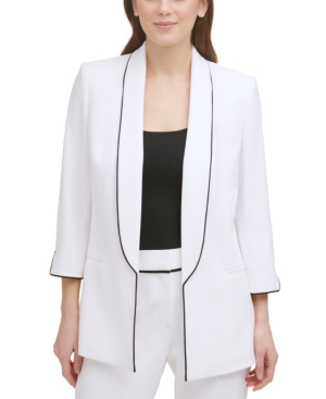 Dkny Piped Shawl-Collar Open-Front Blazer