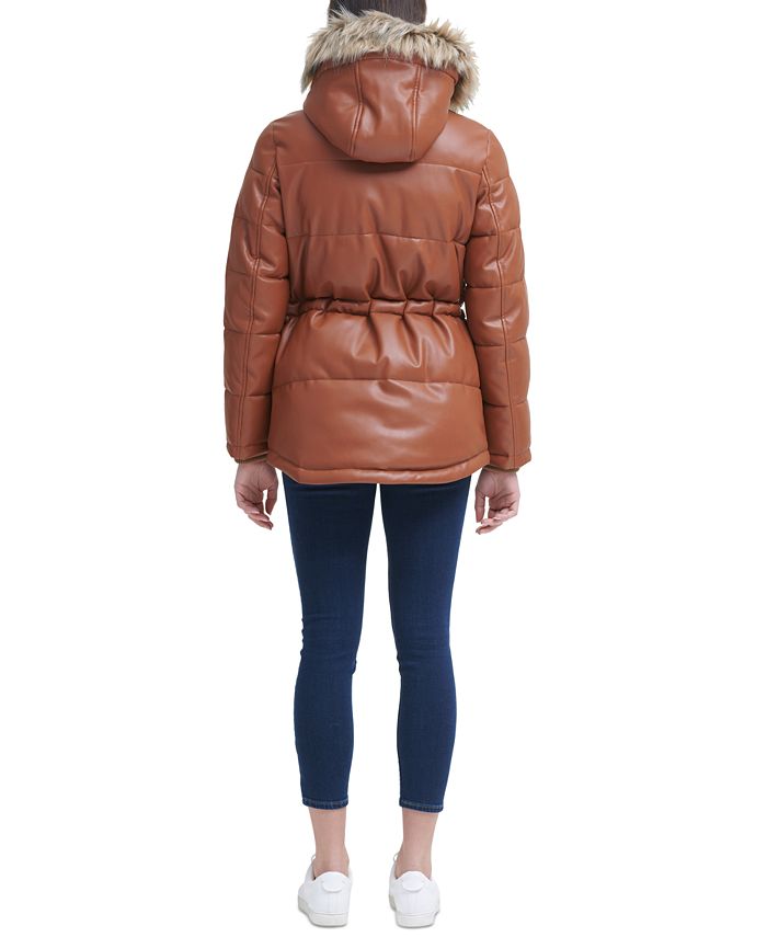 Levi's Women's Hooded FauxLeather Puffer Coat & Reviews Coats