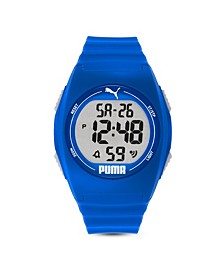 Unisex Puma 4 LCD, Blue-Tone Plastic Watch, P6013