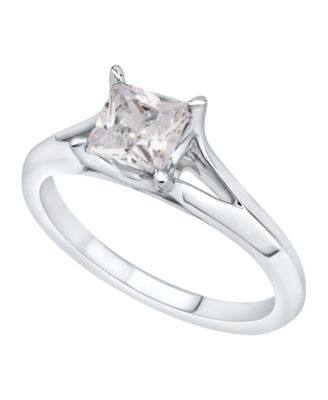 GIA Certified Diamonds - GIA Certified Diamond Princess Solitaire Engagement Ring (2 ct. t.w.) in 14K White Gold