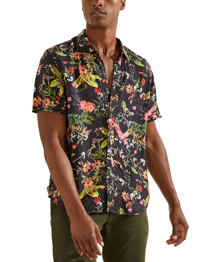 GUESS Men's Eco Flower Market Slim-Fit Floral-Print Shirt - Macy's