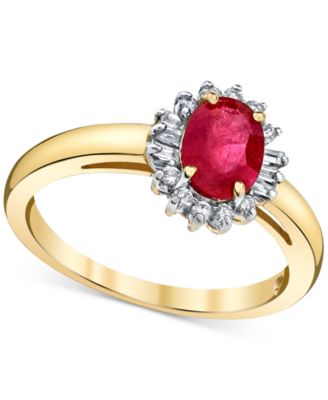 Macy's - Ruby (1 ct. t.w.) & Diamond (1/5 ct. t.w.) Halo Ring in 10k Gold