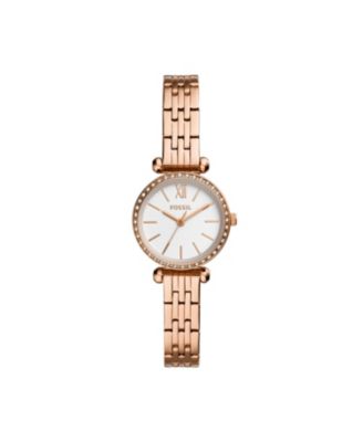 Fossil Ladies Tillie Mini three hand, rose gold tone stainless steel ...