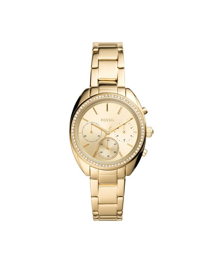 Fossil Ladies Vale Chronograph, gold tone stainless steel watch 34mm ...