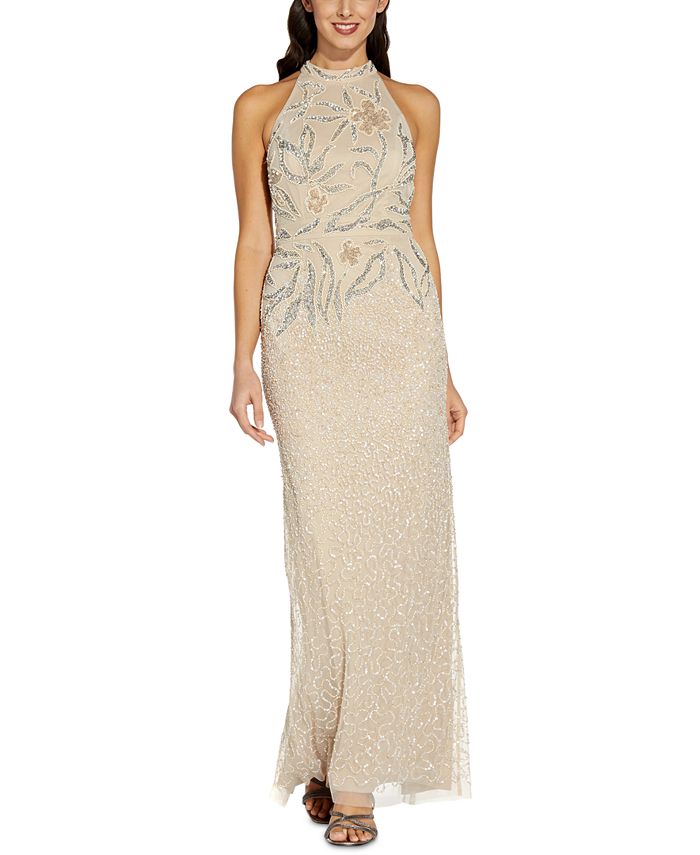 Adrianna Papell Embellished Halter Gown - Macy's
