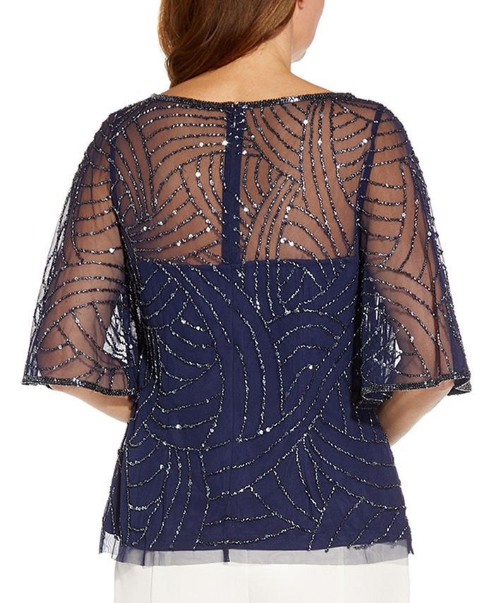 Adrianna Papell Embellished Illusion Top & Reviews - Tops - Women - Macy's