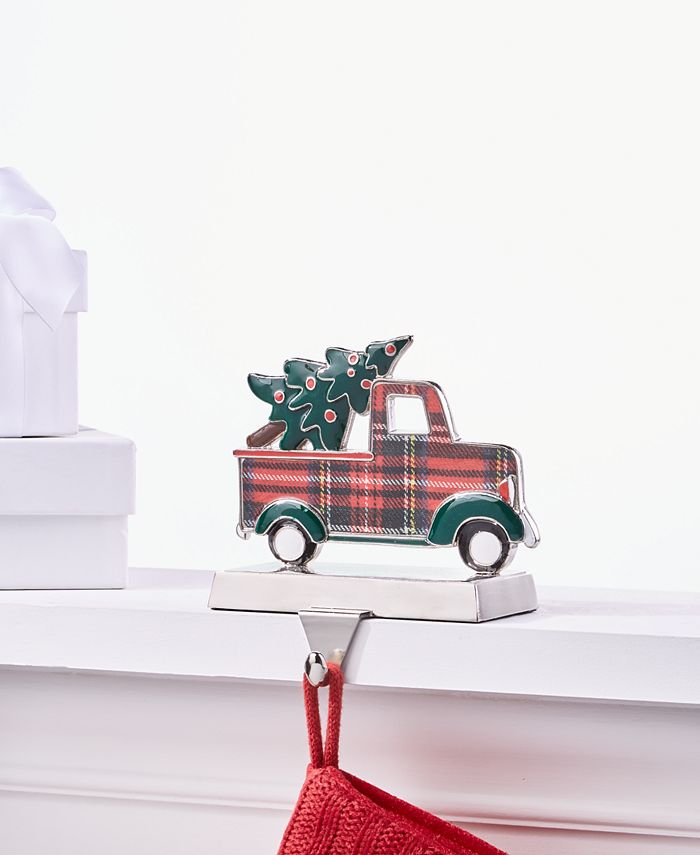 Holiday Lane Christmas Cheer Plaid Car with Tree Stocking Holder