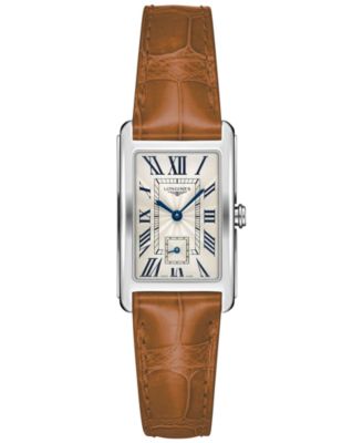 longines leather strap women's watch