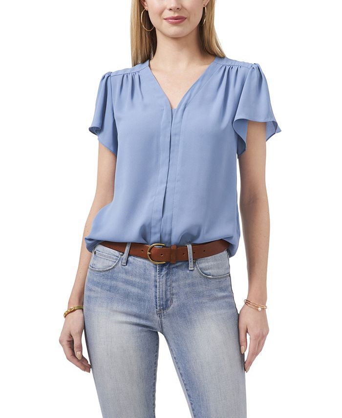 Vince Camuto Women's Flutter Sleeve VNeck Blouse & Reviews Tops Women Macy's