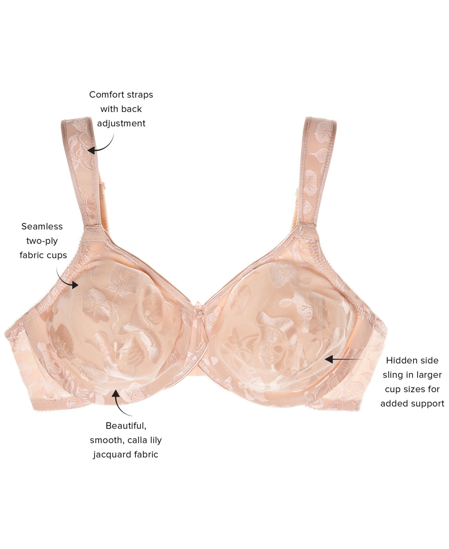 Women's Awareness Full Figure Seamless Underwire Bra 85567, Up To I Cup