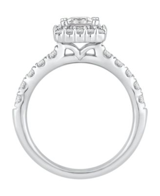 GIA Certified Diamond Princess Halo Bridal Set (1 1/2 ct. t.w.) in 14K White Gold
