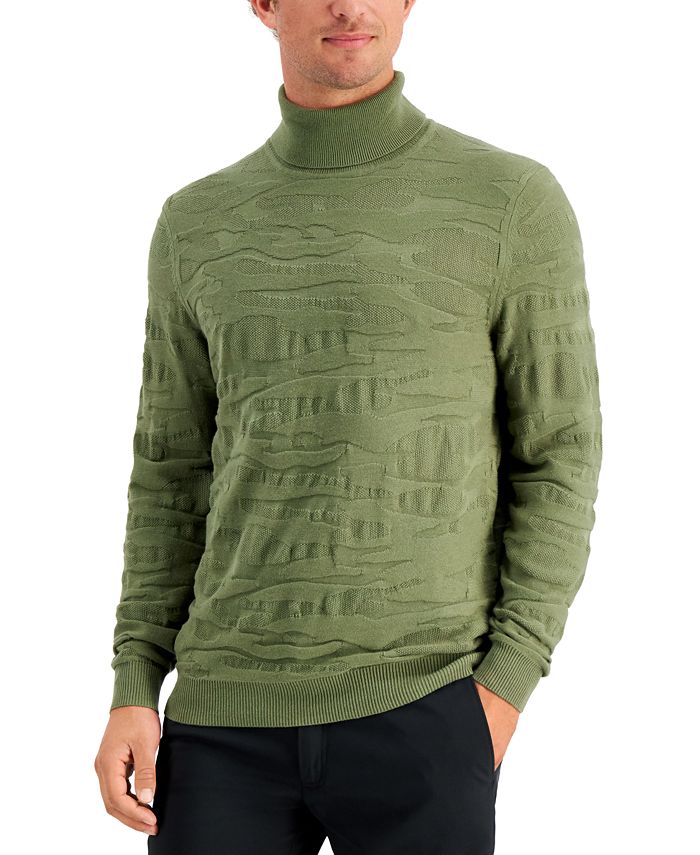 Alfani Men s Camo Texture Turtleneck Sweater Created for Macy s Macy s
