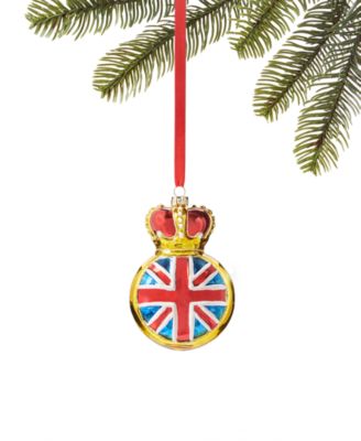 Holiday Lane - Around the World British Flag with Crown and Glitter Ornament