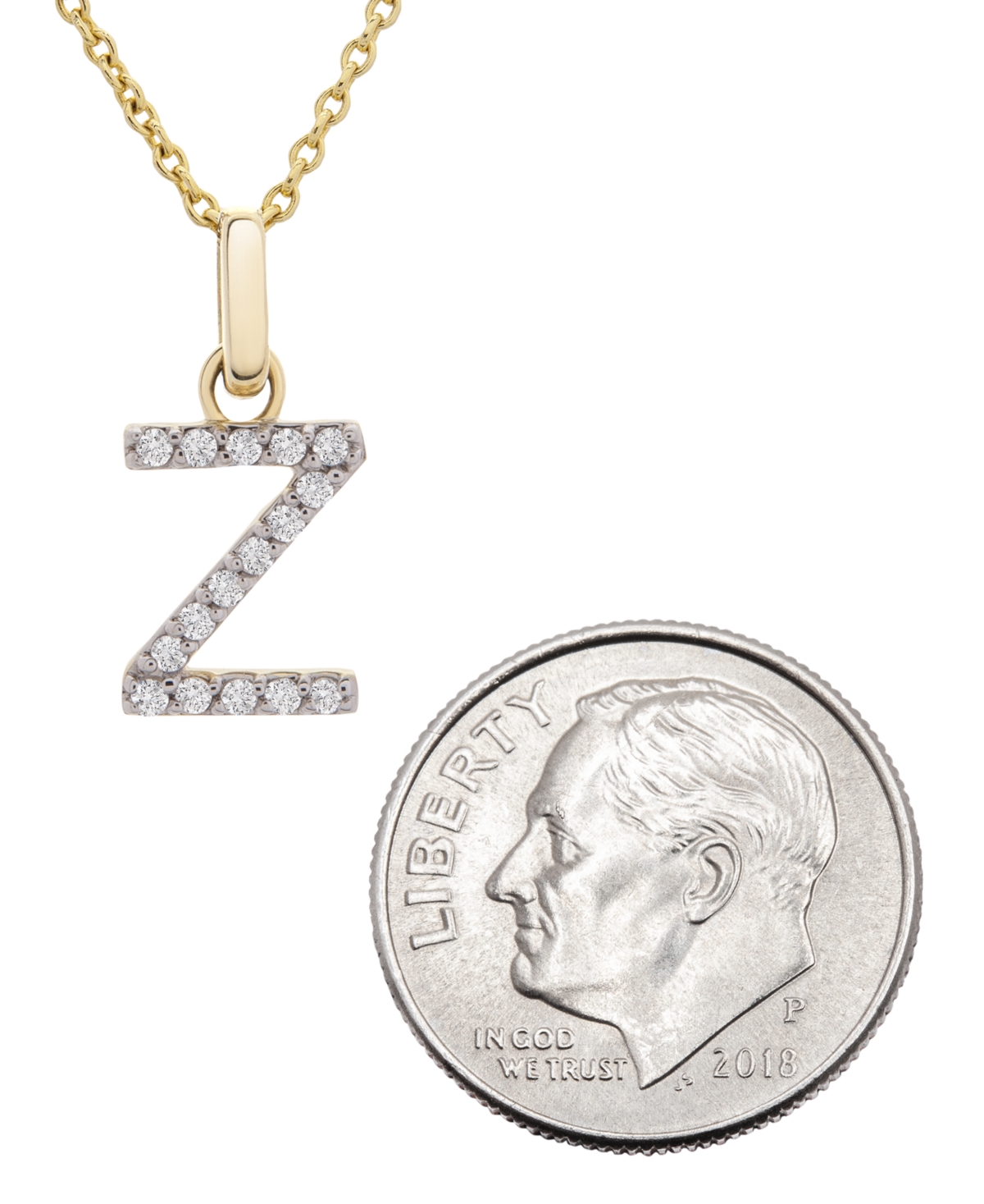 Diamond Initial Pendant Necklace (1/10 ct. t.w.) in 14k Gold, 17