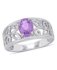 Amethyst (1 ct. t.w.) Oval Filigree Sterling Silver Ring