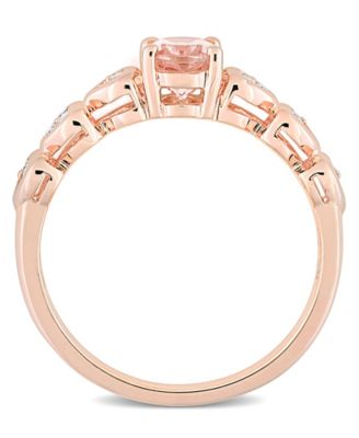 Morganite (3/4 ct. t.w.) and White Topaz (1/6 ct. t.w.) Rose Gold Plated Silver, Oval Heart Ring