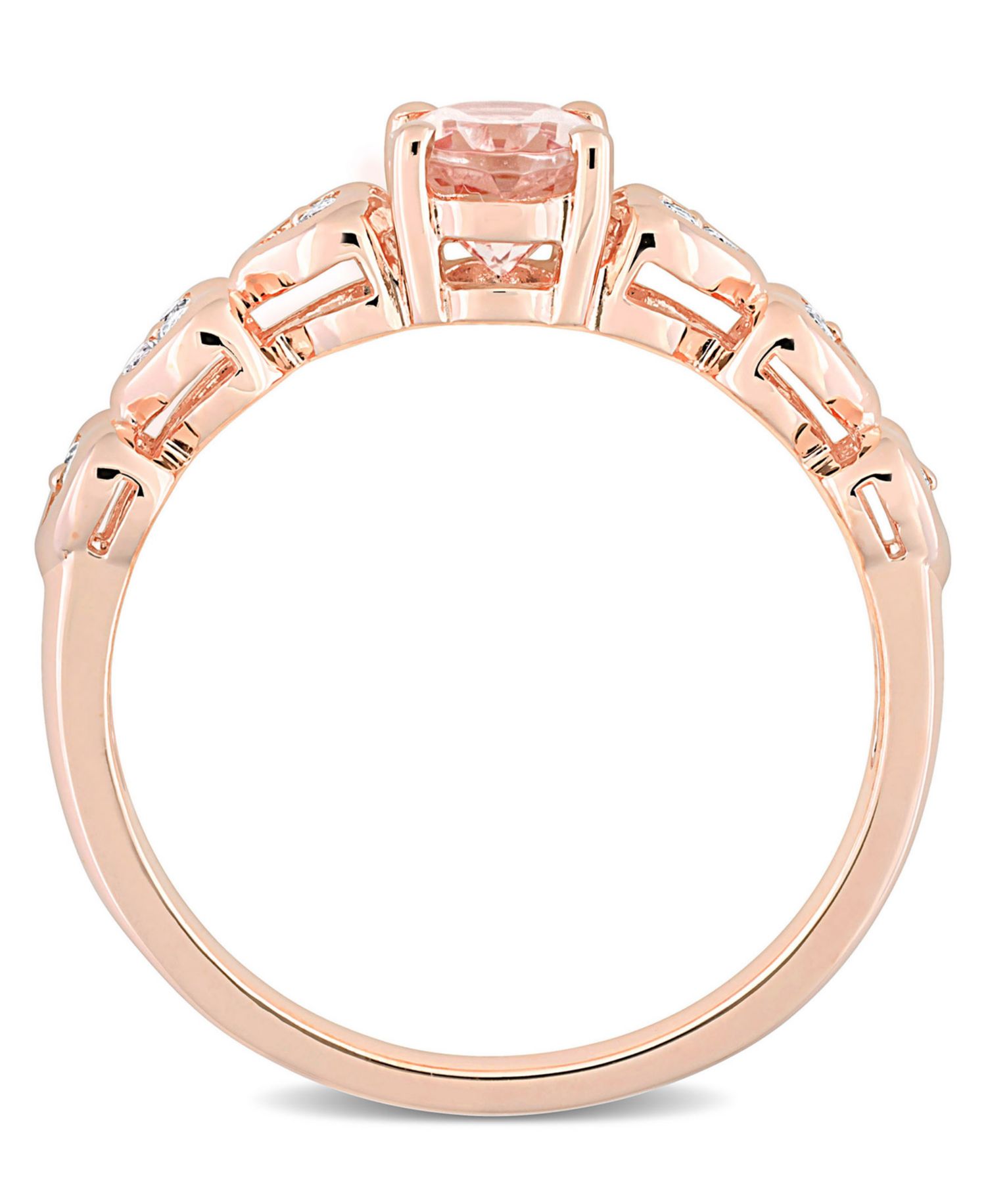 Morganite (3/4 ct. t.w.) and White Topaz (1/6 ct. t.w.) Rose Gold Plated Silver, Oval Heart Ring
