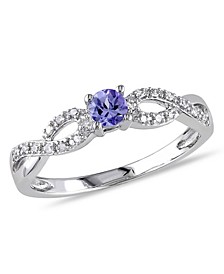 Tanzanite (1/6 ct. t.w.) and Diamond (1/10 ct. t.w.) Sterling Silver, Infinity Ring