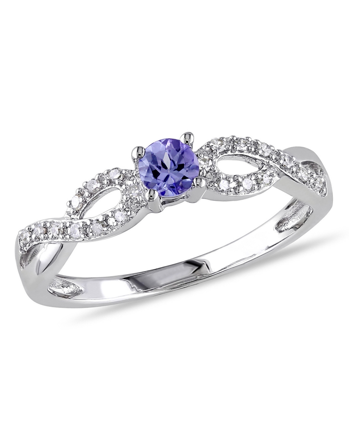 Tanzanite (1/6 ct. t.w.) and Diamond (1/10 ct. t.w.) Sterling Silver, Infinity Ring - White