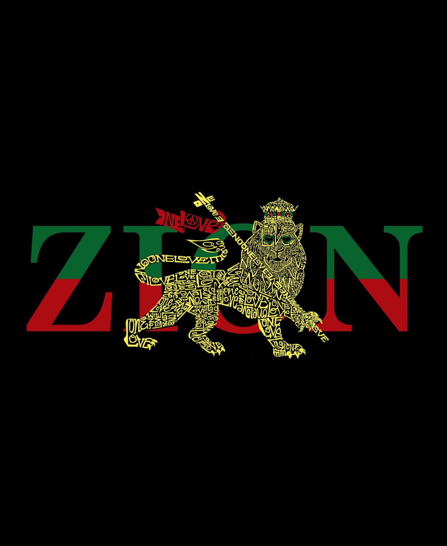 Men's Zion - One Love Word Art Hooded Sweatshirt