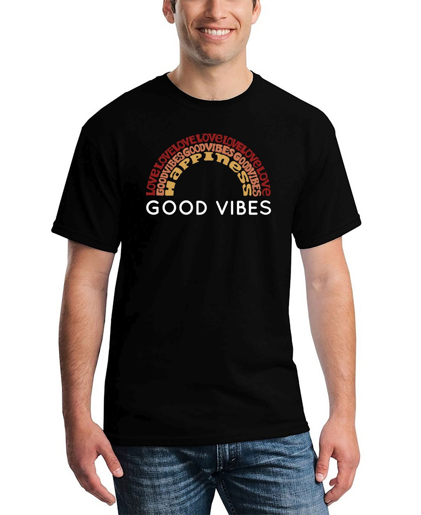 Мужская футболка LA Pop Art Good Vibes Word Art, цвет: Чёрный — фото 1
